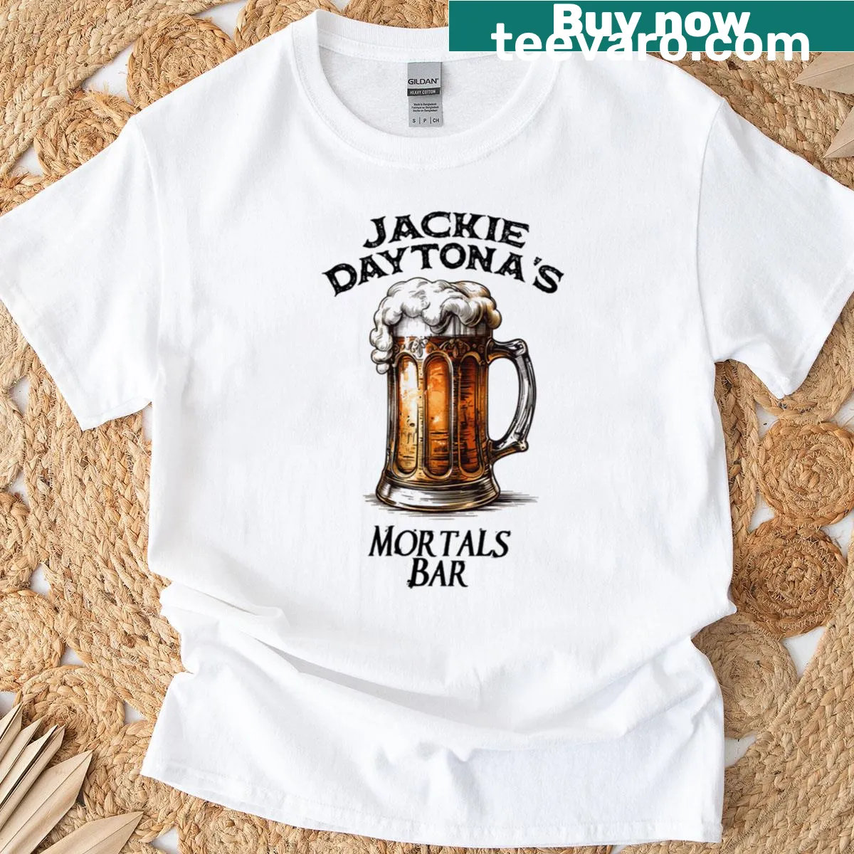 Typographic T-shirt featuring Jackie Daytona from What We Do In The Shadows — on a men's t-shirt