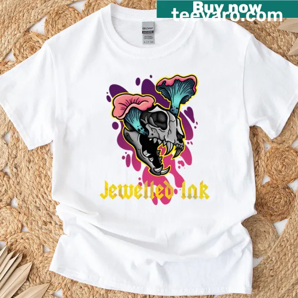 Minimalist t-shirt featuring a jewelled ink logo