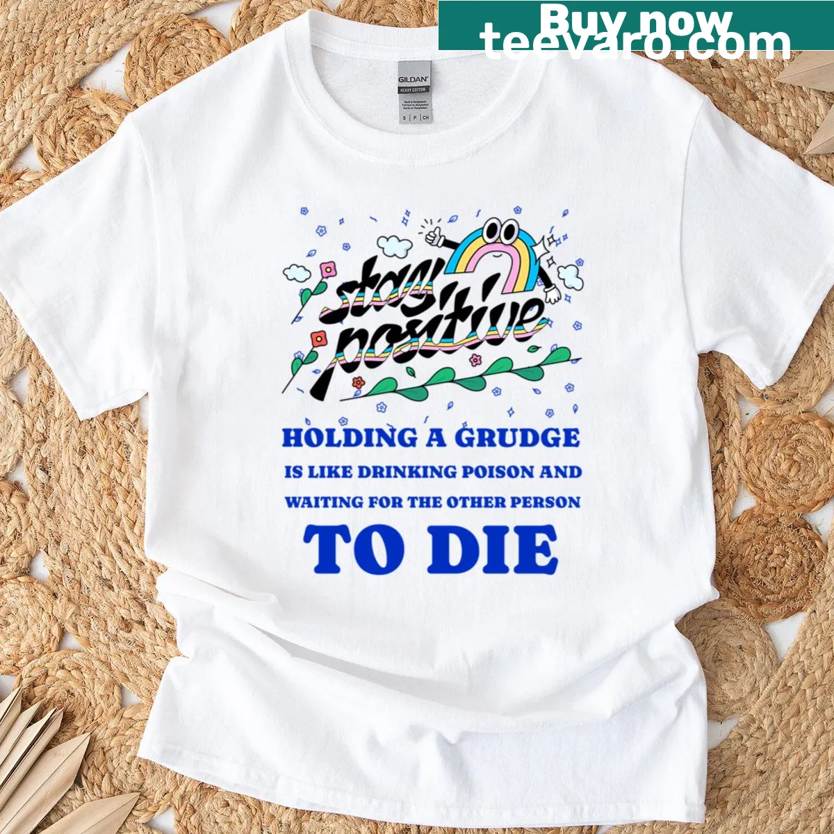 T-shirt with inspirational text 'Keep It Positive Time To Grow' — on a men's t-shirt