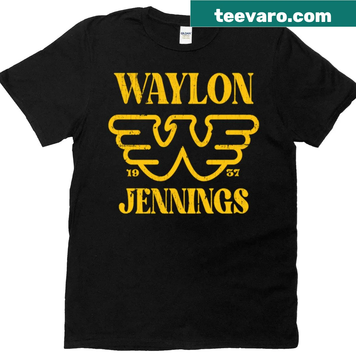 Retro Waylon Jennings tribute t-shirt with nostalgic design — on a men's t-shirt