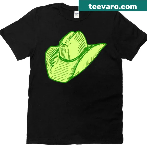 Illustration of a lime cowgirl hat on a premium t-shirt