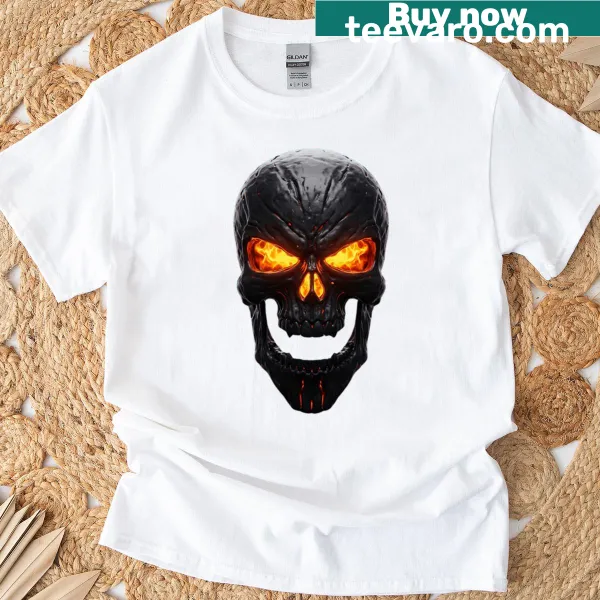 Illustration of a liquid metal skull on a T-shirt
