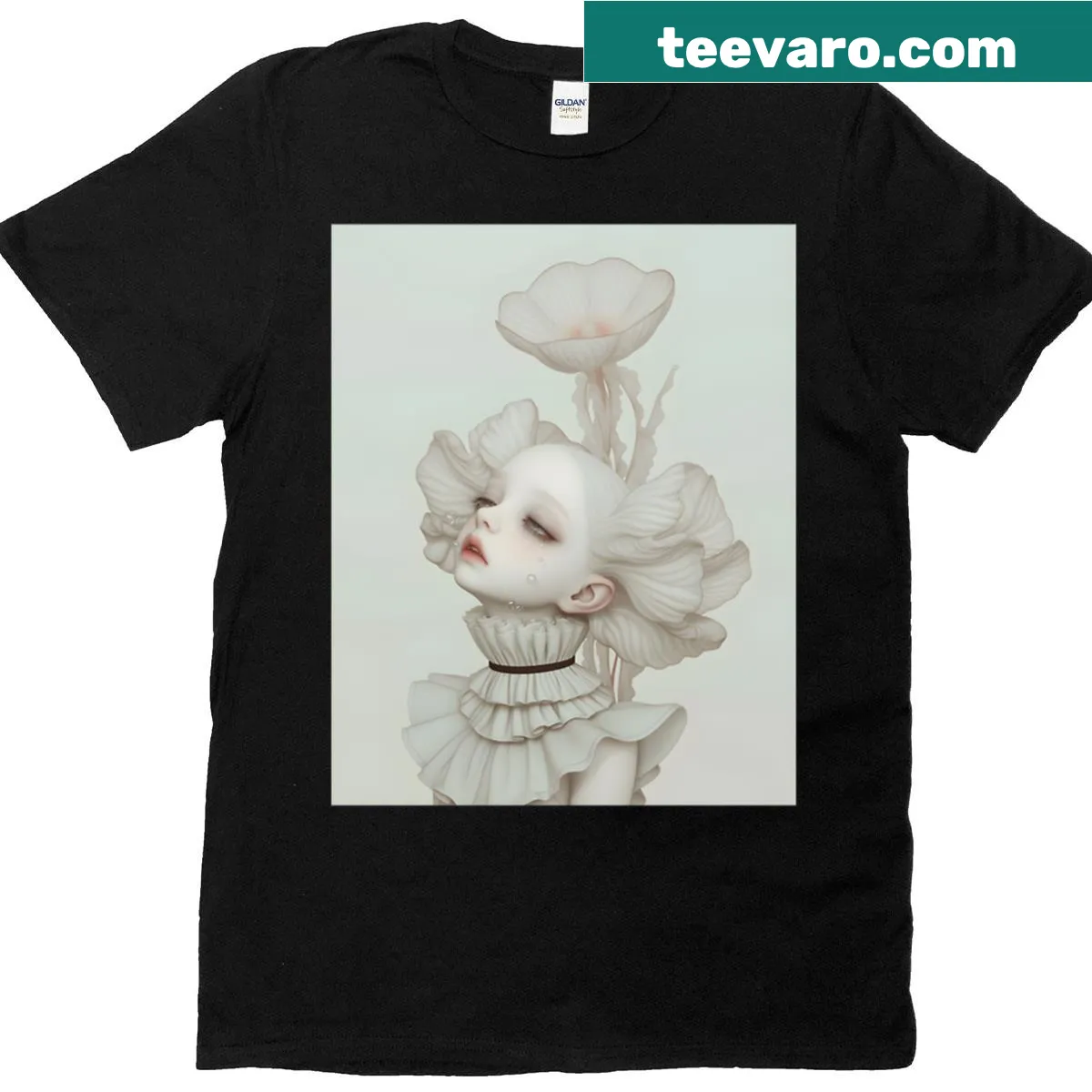 T-shirt featuring a dreamy illustration of medusae in an underwater scene — on a men's t-shirt