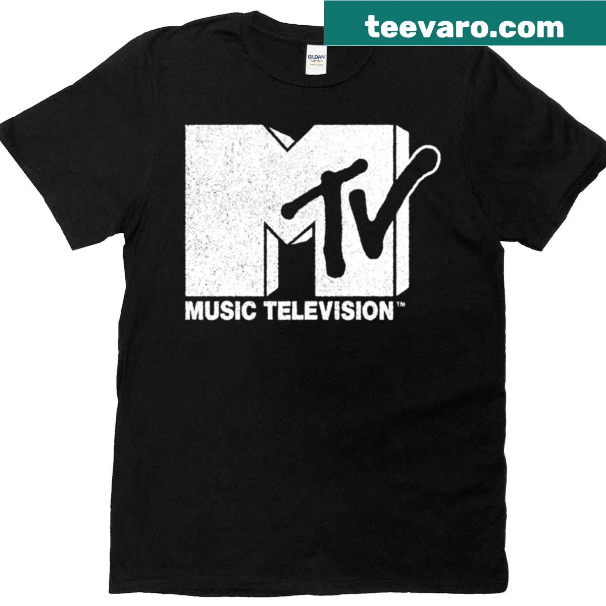 Vintage distressed MTV logo on a t-shirt — on a men's t-shirt