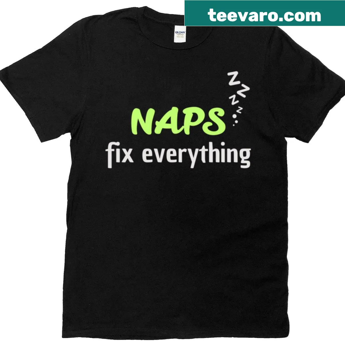 Playful t-shirt design promoting the joy of napping. — on a men's t-shirt