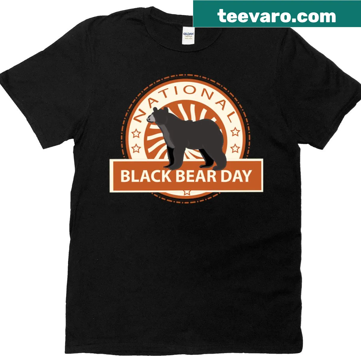 T-shirt celebrating National Black Bear Day with informative graphic. — on a men's t-shirt