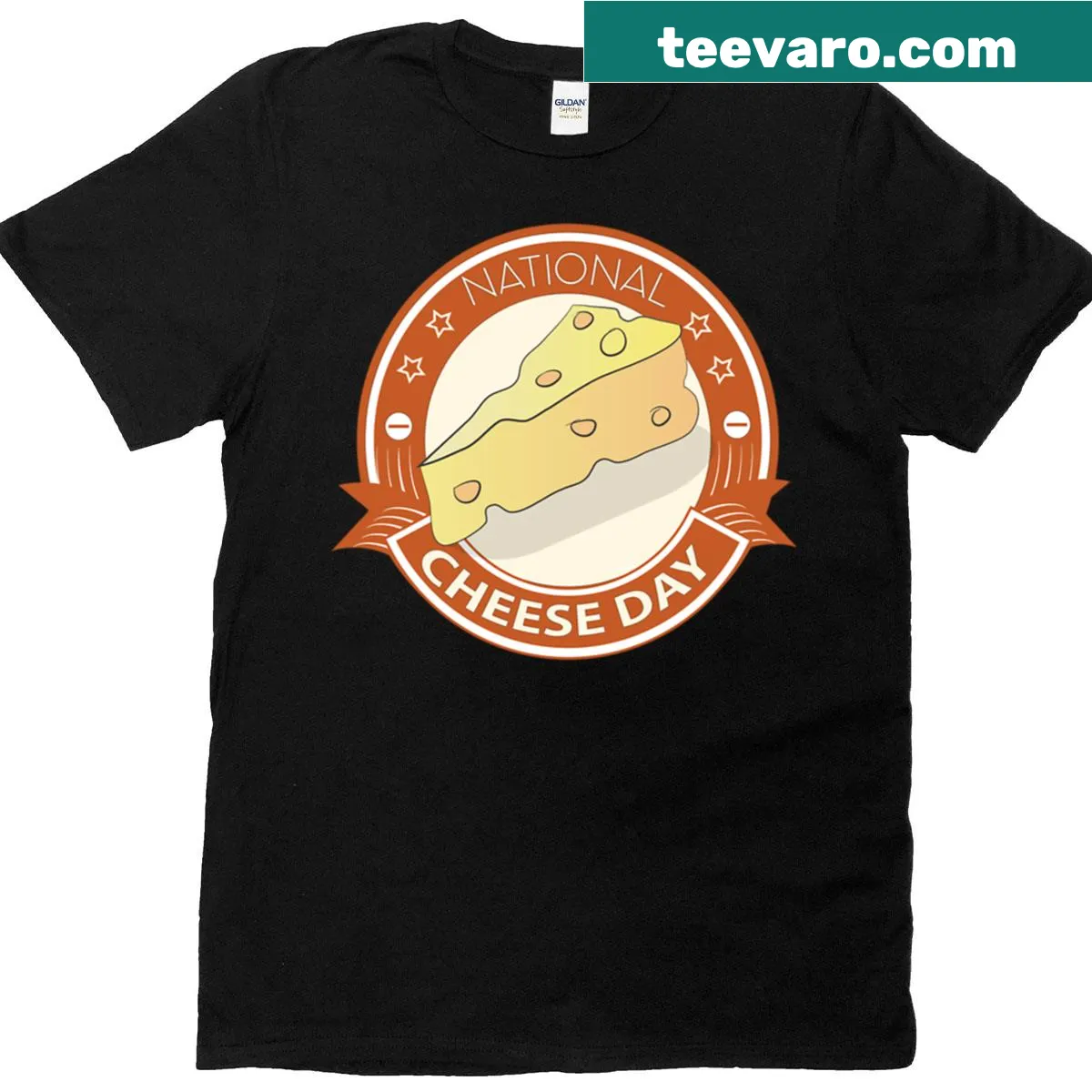T-shirt celebrating National Cheese Day — on a men's t-shirt