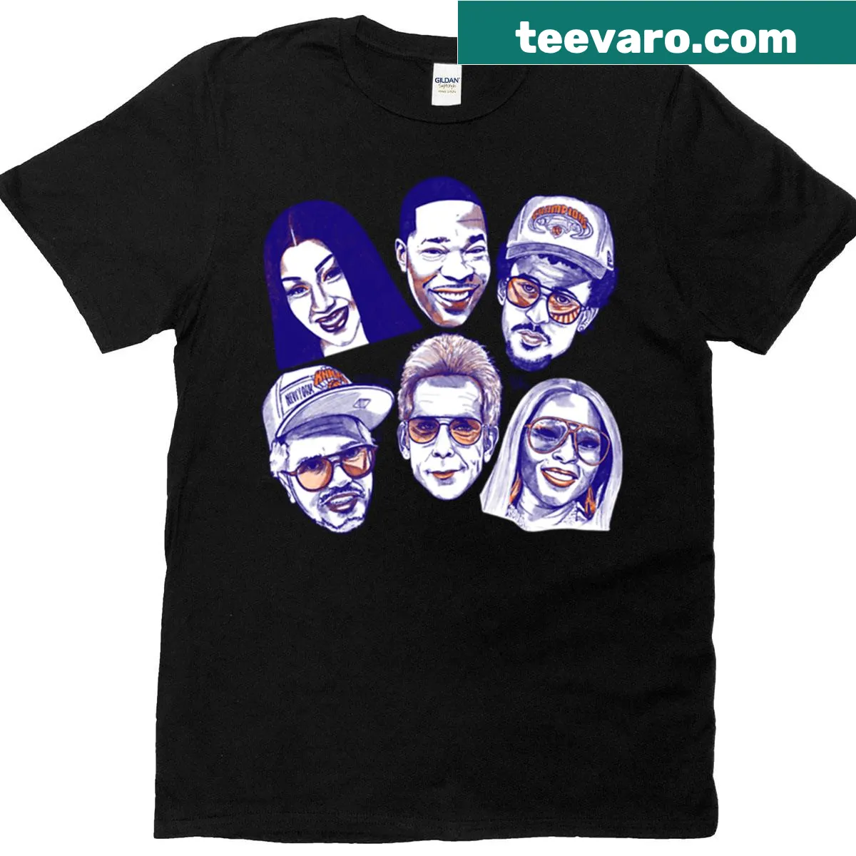 Oversized t-shirt celebrating New York with iconic legends graphic — on a men's t-shirt