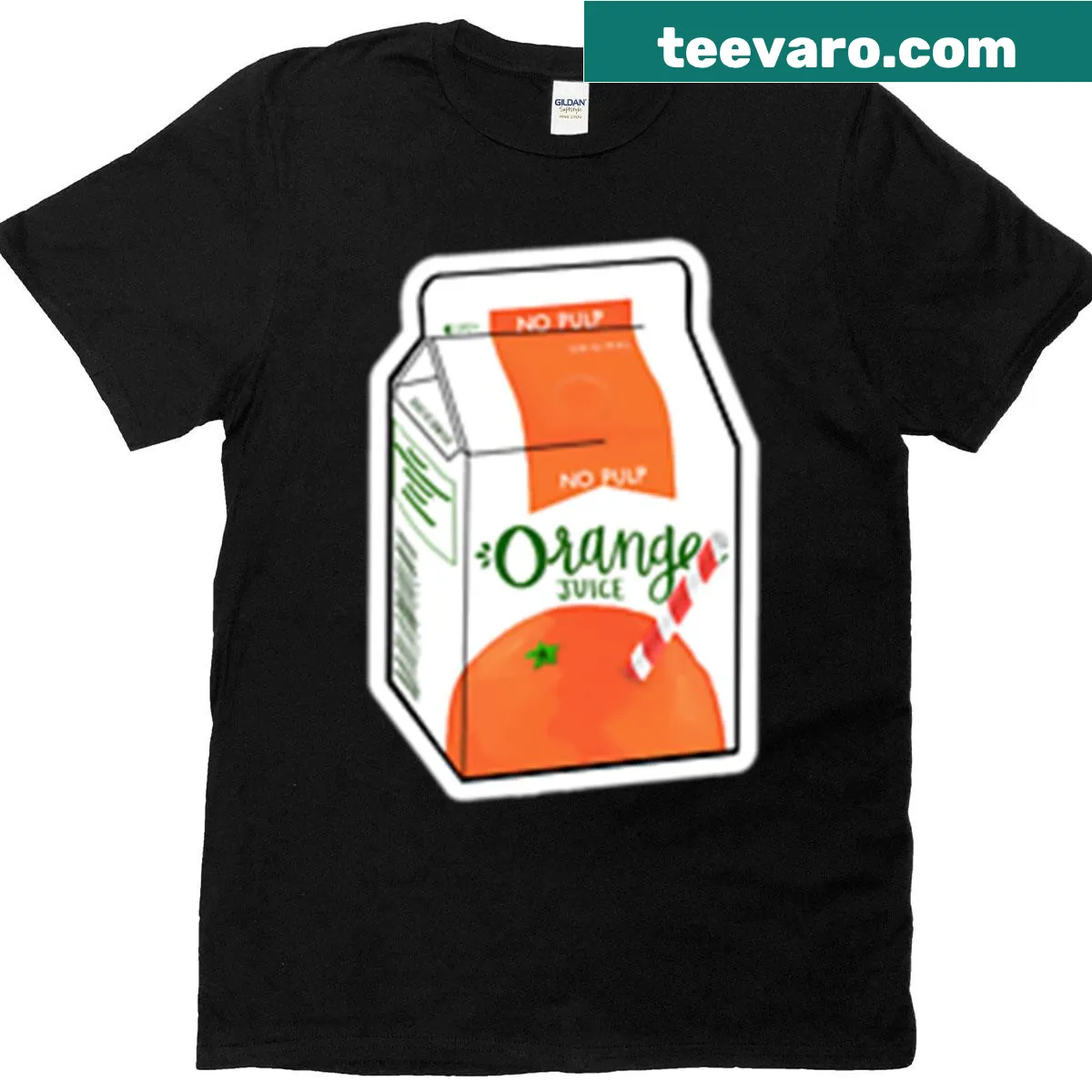 T-shirt featuring a whimsical illustration of a glass of orange juice — on a men's t-shirt