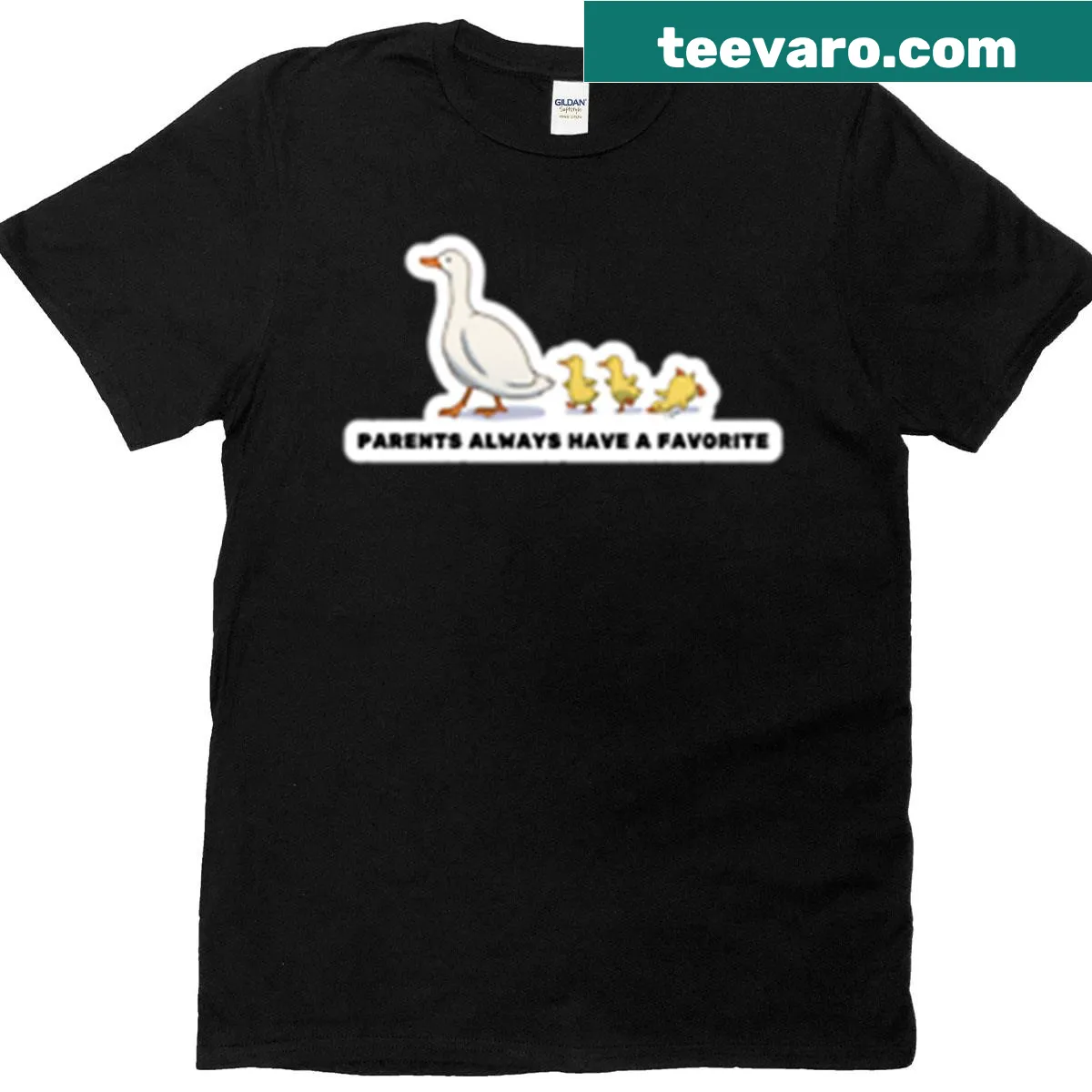 Funny t-shirt with a duck graphic and pun about parenting — on a men's t-shirt