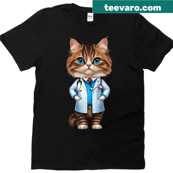 Cute Persian cat doctor illustration on T-shirt
