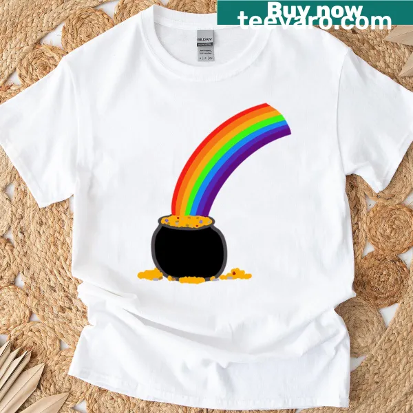 Oversized t-shirt featuring a whimsical pot of gold design.