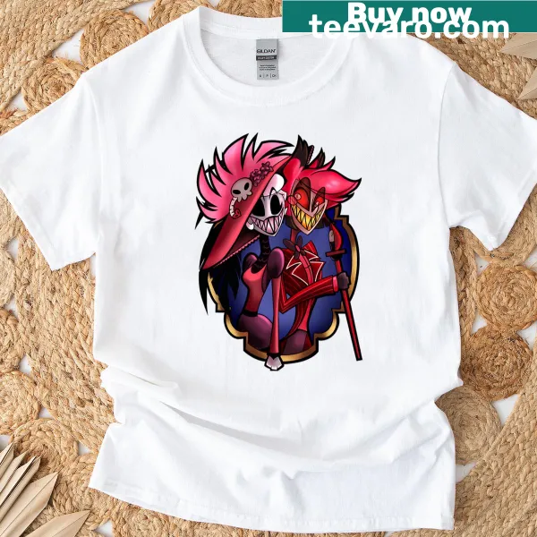 Cartoon-style T-shirt featuring humorous radio and music elements