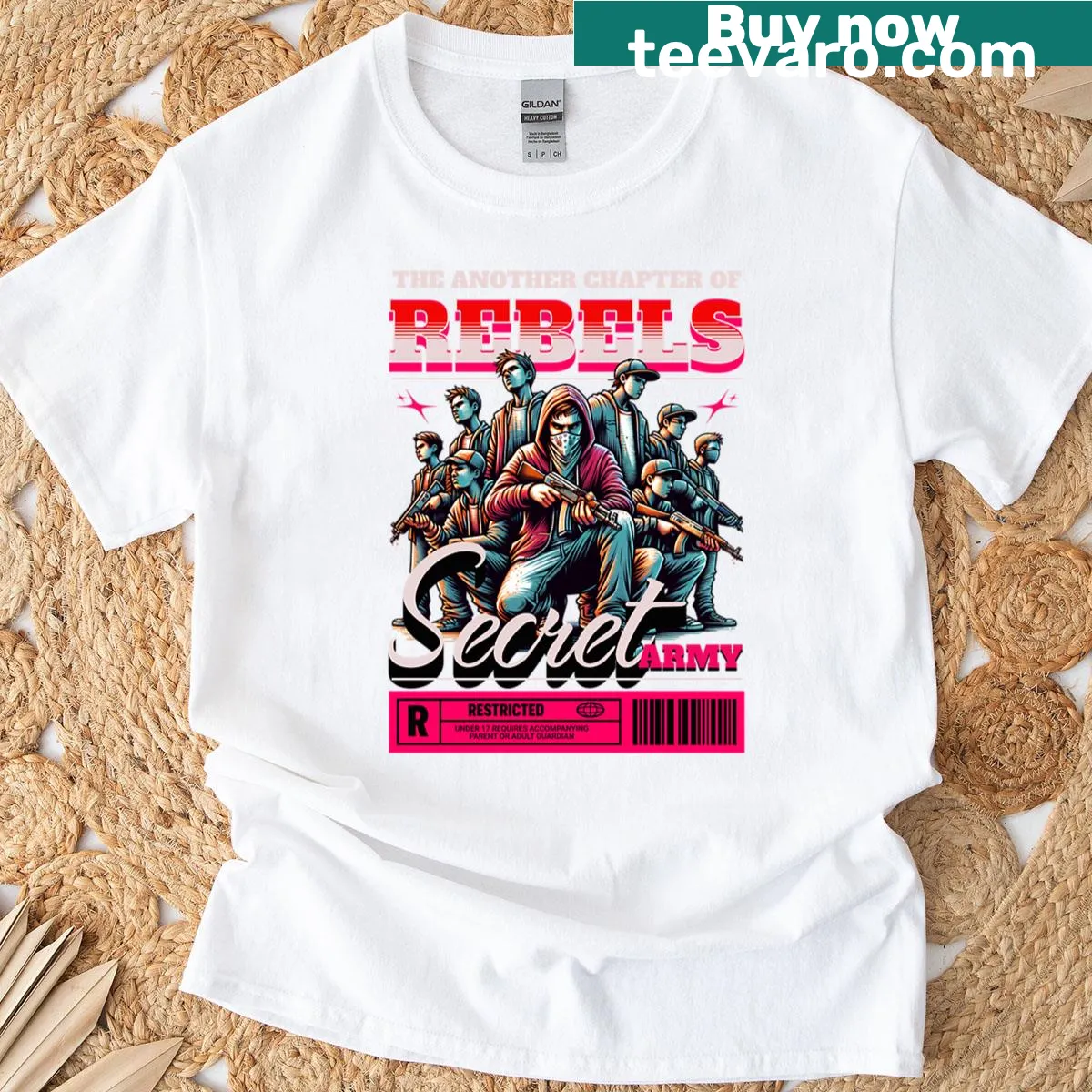 Bold Rebels graphic on a T-shirt — on a men's t-shirt