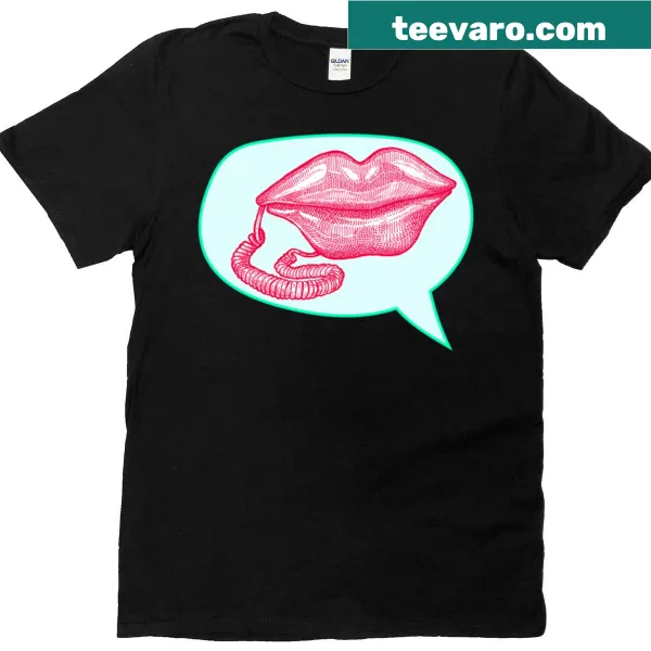 Retro t-shirt featuring a classic lip-shaped rotary phone design
