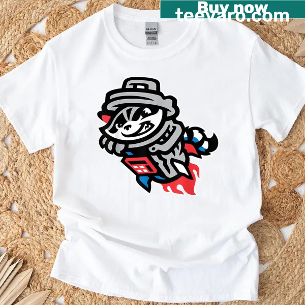 Cartoon graphic of a cool trash panda on a T-shirt.