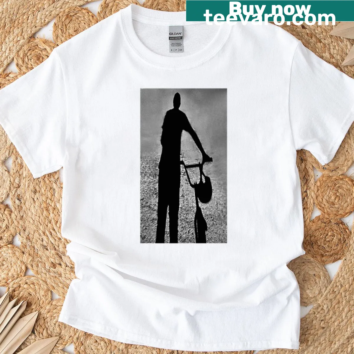 Oversized T-shirt featuring a bold rider silhouette graphic — on a men's t-shirt