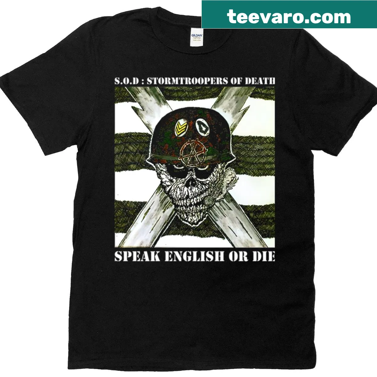 Vintage distressed tee celebrating the band Stormtroopers Of Death — on a men's t-shirt