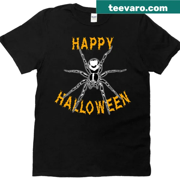 Spooky spider graphic on a Halloween-themed T-shirt