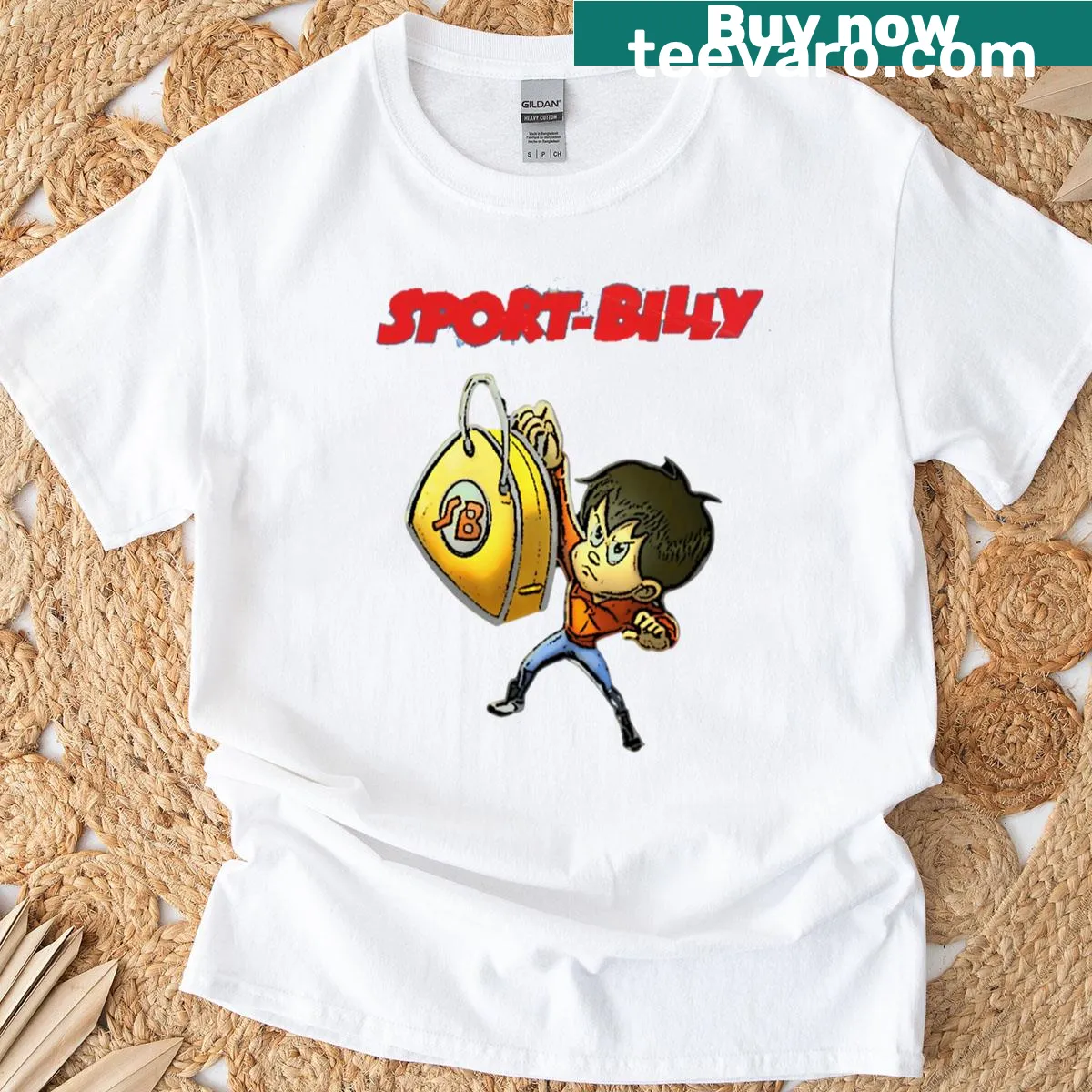 Nostalgic t-shirt featuring cartoon character Sport Billy — on a men's t-shirt