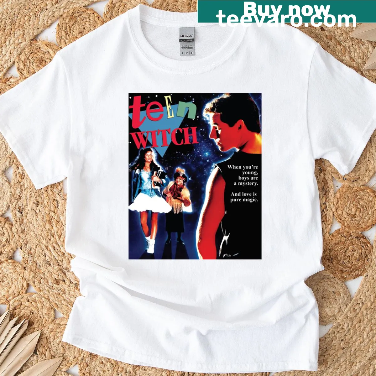 T-shirt with whimsical illustrations for aspiring teen witches. — on a men's t-shirt