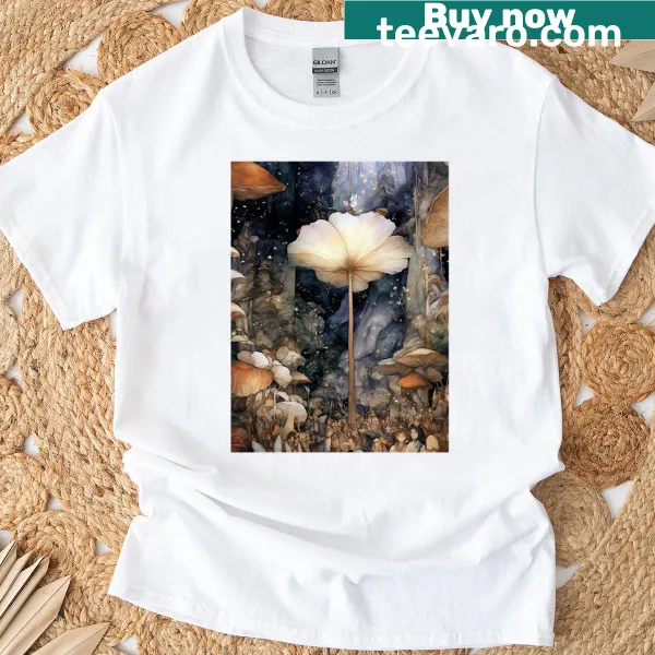 Illustrated T-shirt featuring blooming flowers