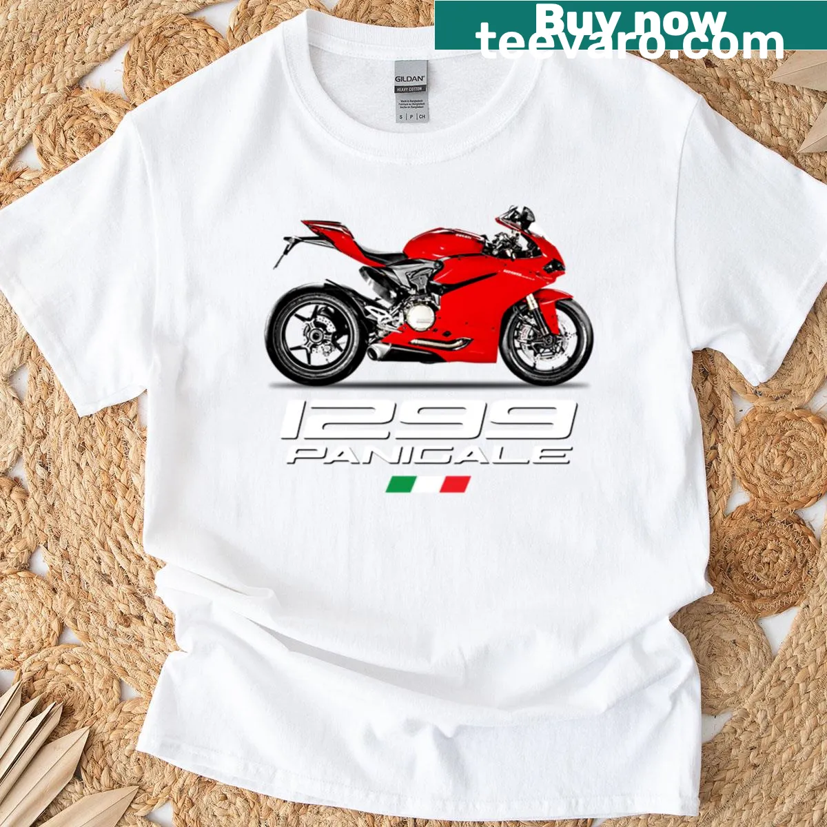 T-shirt featuring the Panigale 1299 motorcycle design — on a men's t-shirt