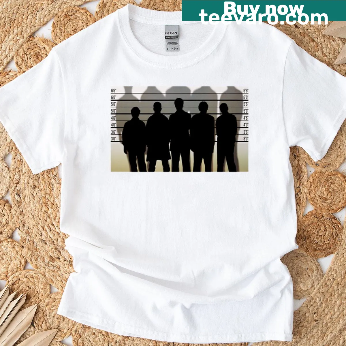 Minimalist silhouette graphic referencing 'The Usual Suspects' film on T-shirt — on a men's t-shirt