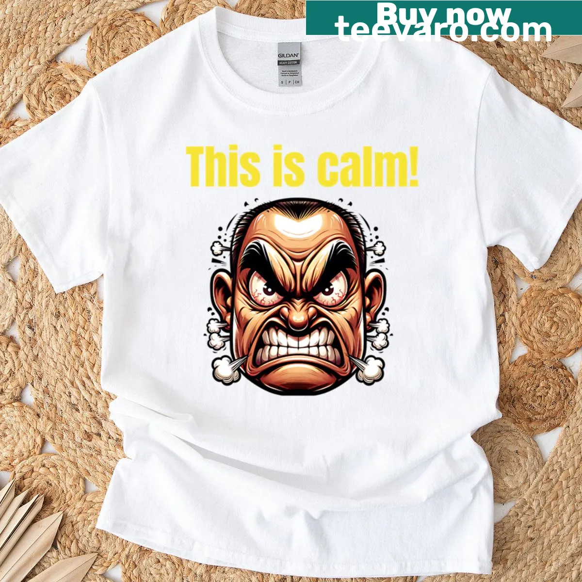 T-shirt featuring the phrase 'This Is Calm' in soothing typography — on a men's t-shirt