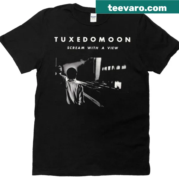 T-shirt featuring Tuxedomoon design with bold typography.