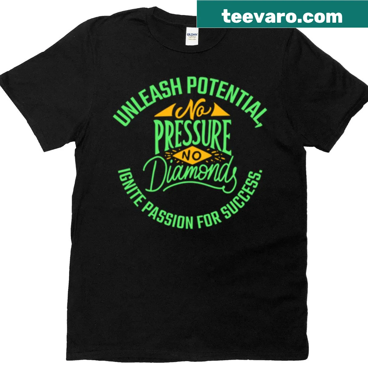 Inspirational text on a shirt about unleashing potential and passion for success — on a men's t-shirt