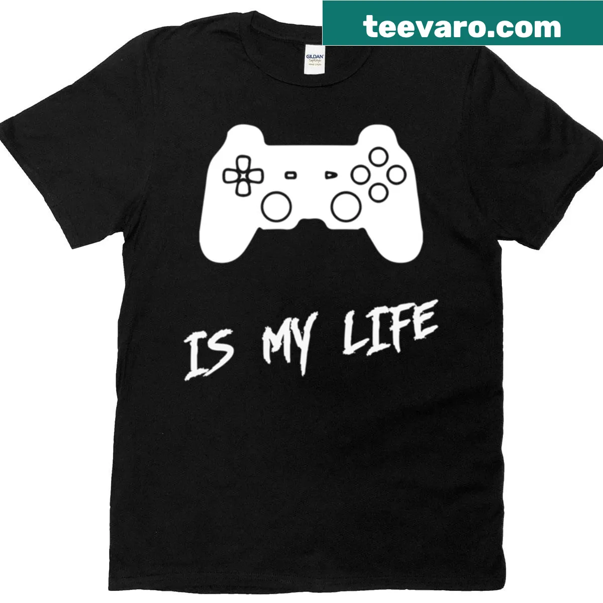 T-shirt with 'Video Game Is My Life' text — on a men's t-shirt