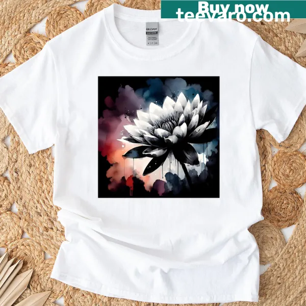 Illustration of serene water lilies on the t-shirt