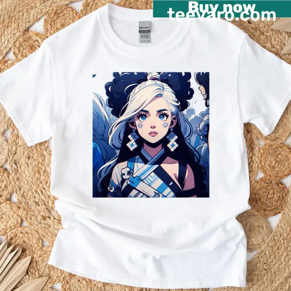 Illustrated oversized T-shirt featuring animated diverse female characters