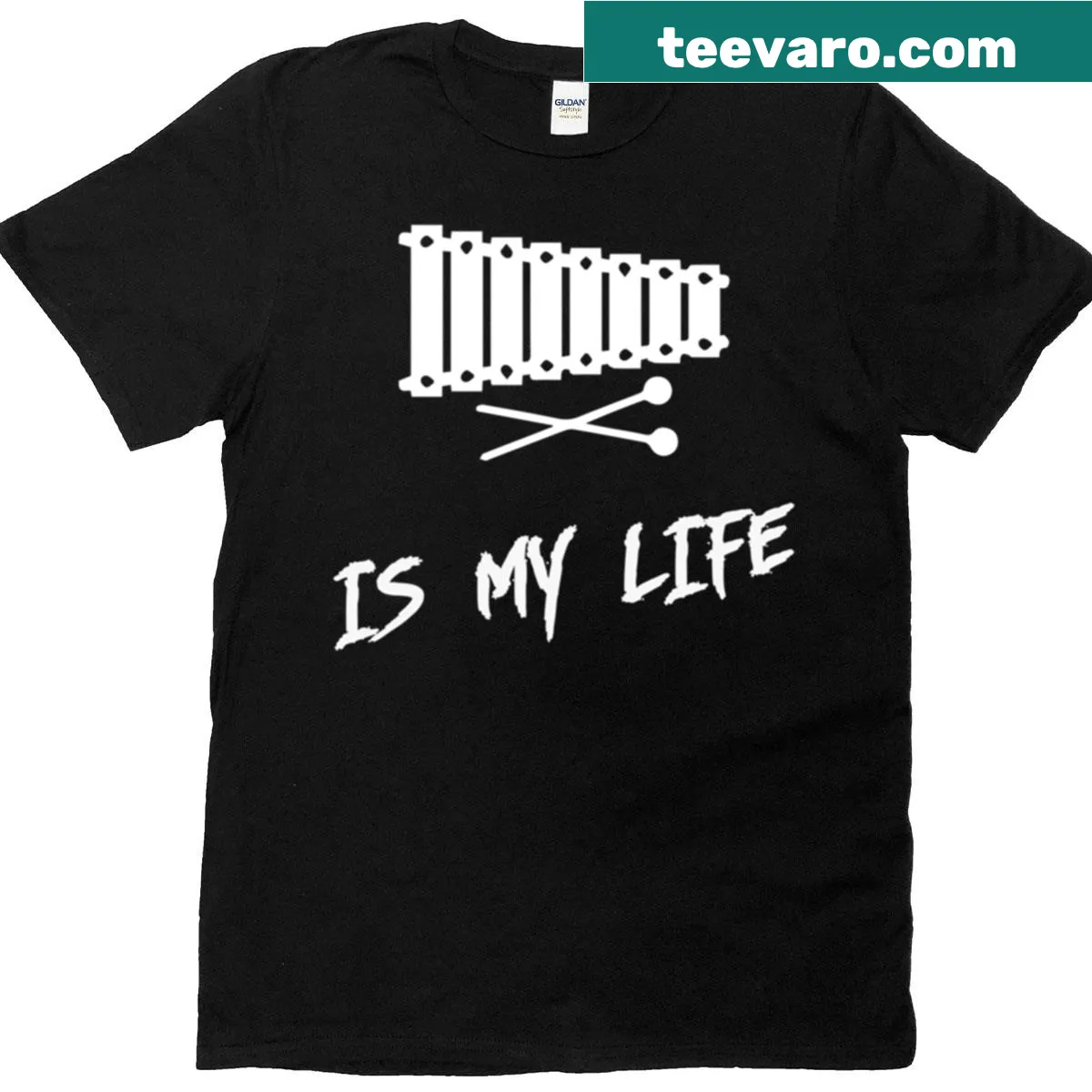 Typographic design 'Xylophone Is My Life' on a T-shirt — on a men's t-shirt