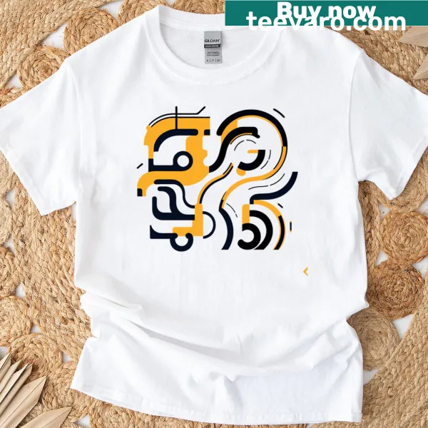 Abstract geometric design in black and yellow on a modern t-shirt