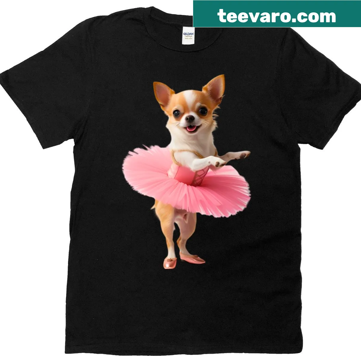 Cute Chihuahua ballerina illustration on T-shirt for dog lovers — on a men's t-shirt