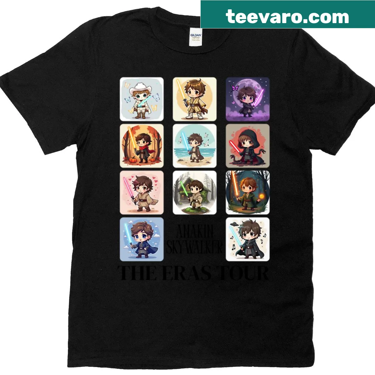 Graphic T-shirt inspired by Anakin Skywalker and his journey — on a men's t-shirt