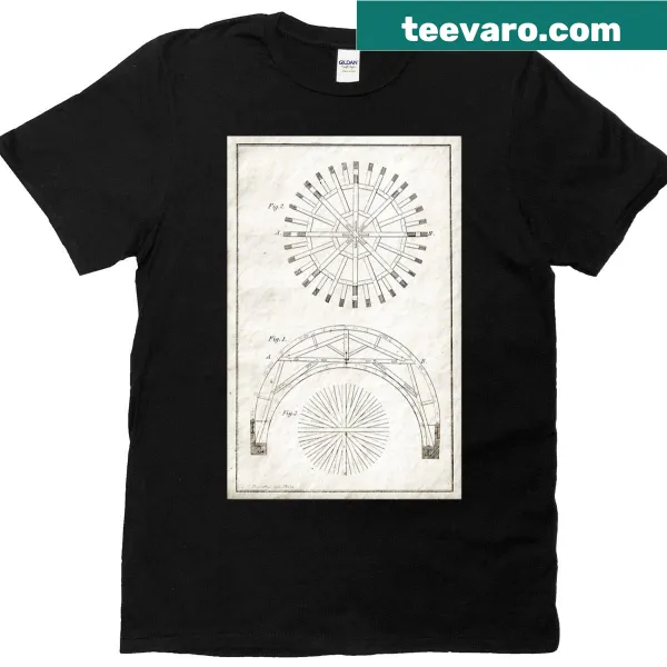 Architectural drawing T-shirt with roof framing designs