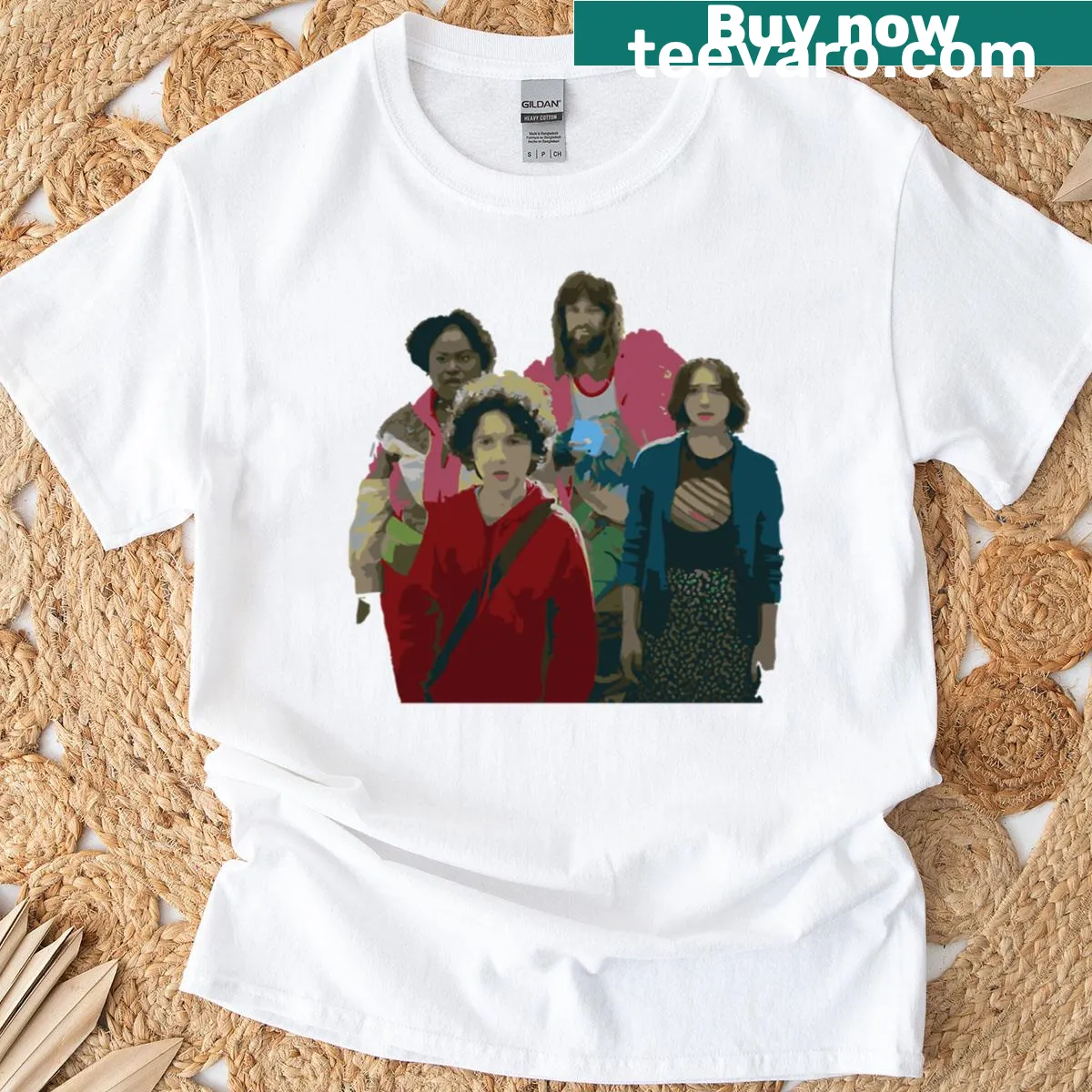 Minecraft movie character graphic T-shirt — on a men's t-shirt