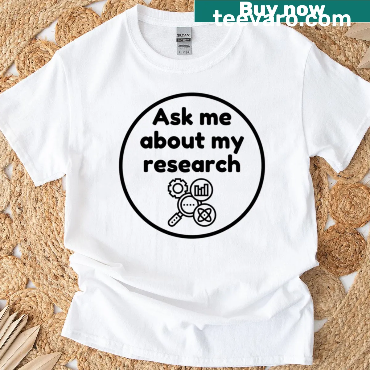 Oversized t-shirt with text: Ask Me About My Research Design — on a men's t-shirt