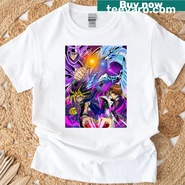 T-shirt featuring a playful illustration related to card dueling