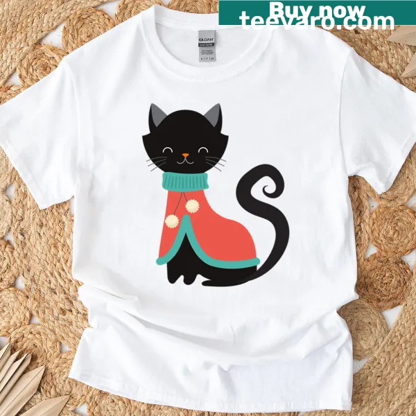 Kawaii cat playing with yarn ball T-shirt design
