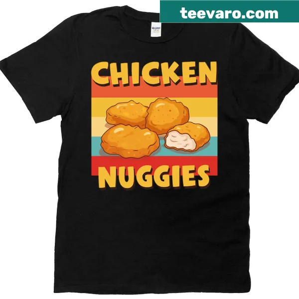Illustrative T-shirt featuring a playful graphic of chicken nuggets