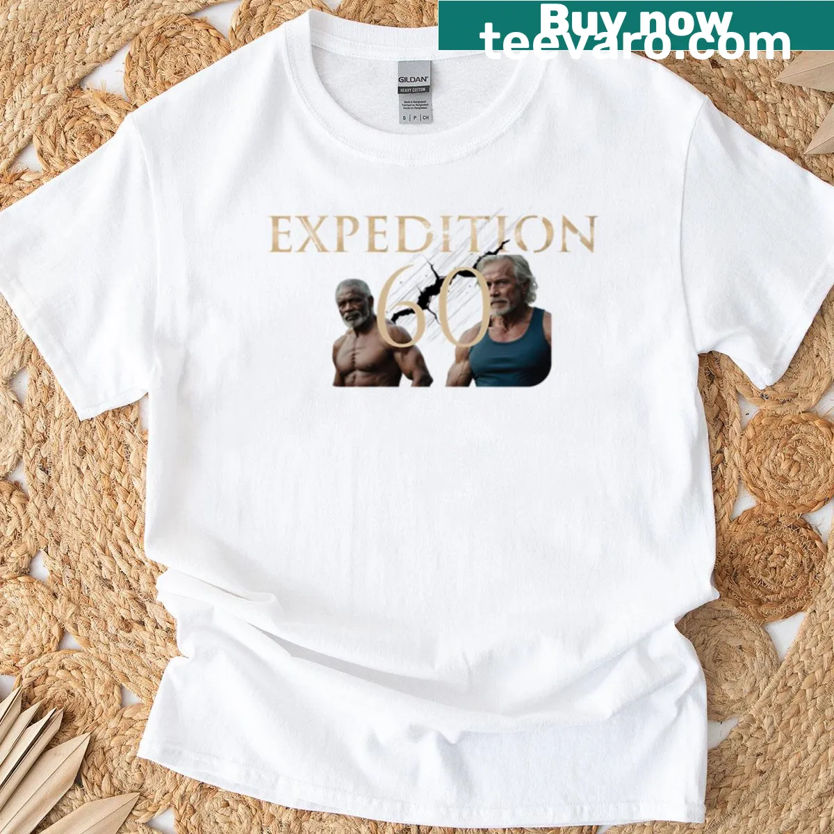 T-shirt featuring a badge-style design for Clair Obscur Expedition 33 — on a men's t-shirt