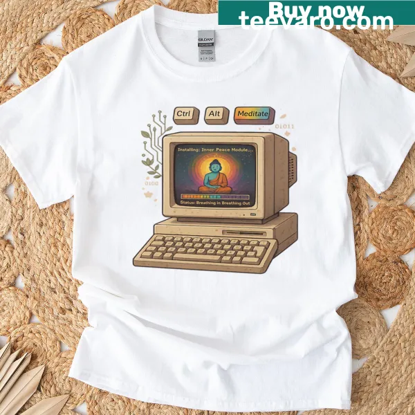 Tech-inspired graphic featuring 'Ctrl Alt Meditate' text.