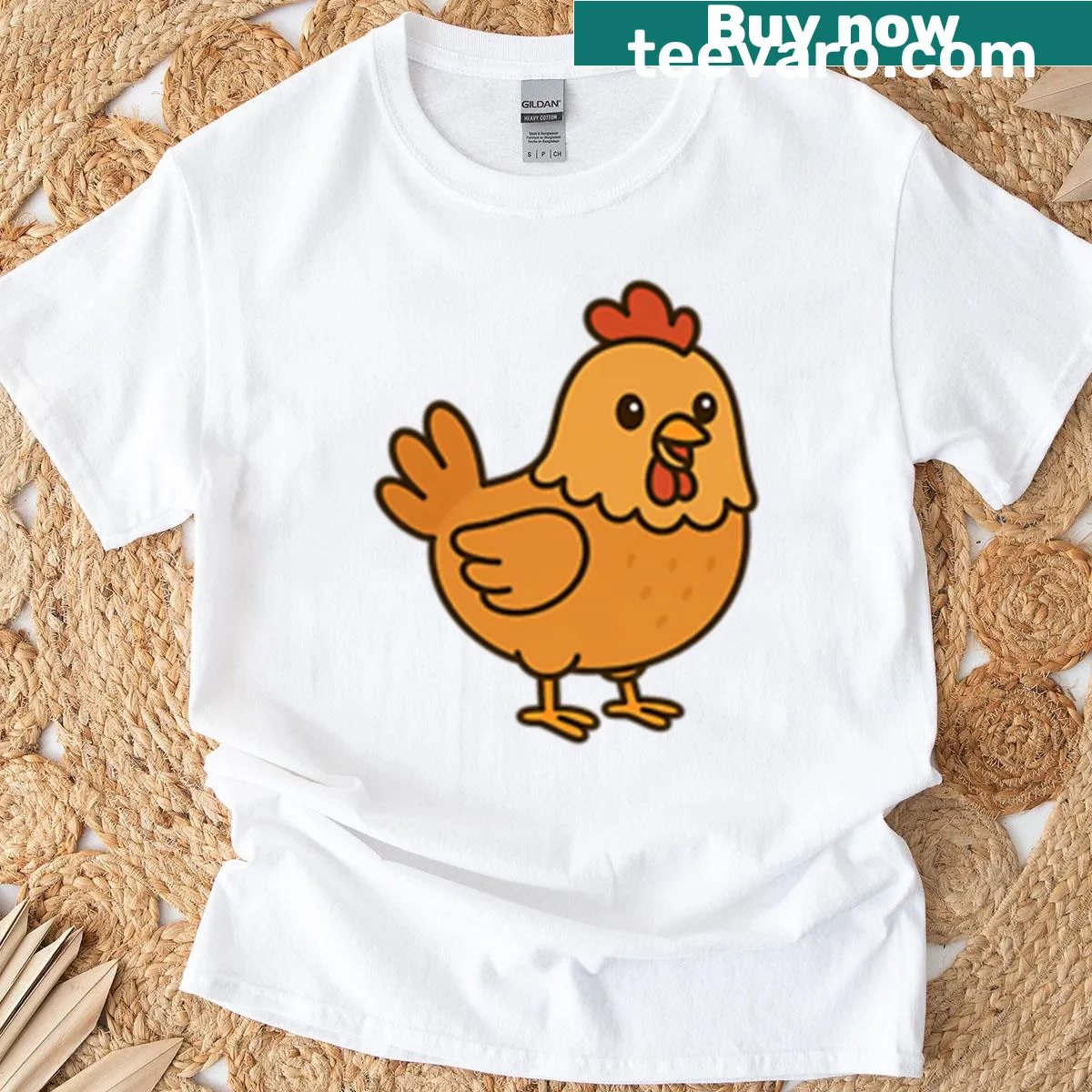 Cartoon chicken illustration on a cute t-shirt — on a men's t-shirt
