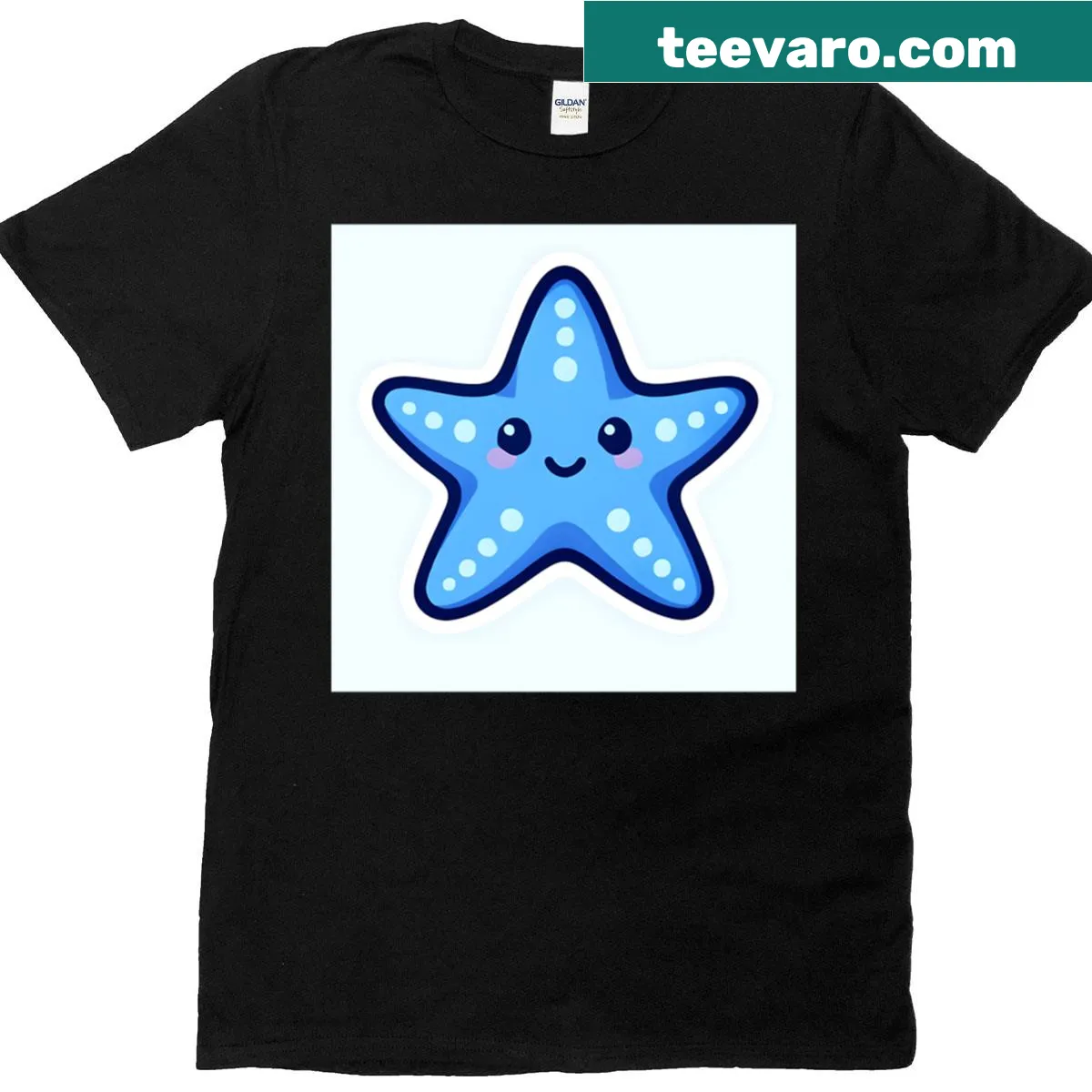 Oversized T-shirt featuring a cute starfish illustration — on a men's t-shirt