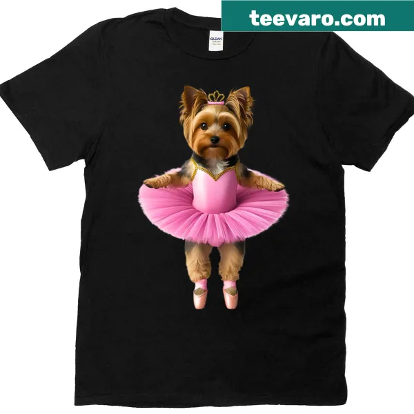 T-shirt featuring a cute ballerina Yorkipoo illustration
