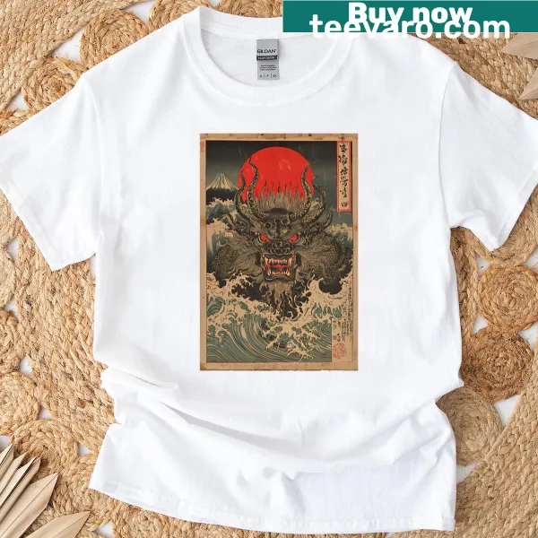 Illustration of Dagon from the sea on oversized T-shirt